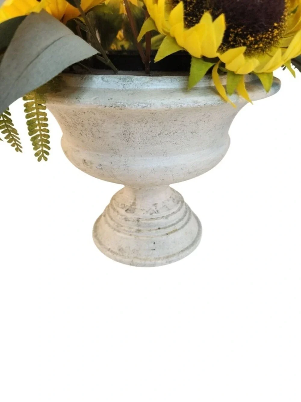 Sunflower Candle Holder Arrangement w/ Glass Hurricane on Distressed Pedestal